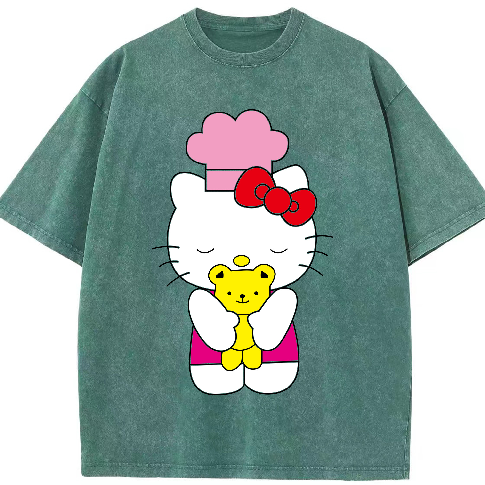 （画像用） Hello Kitty ハローキティ 綿100% ヴィンテージ風 半袖Tシャツ（フロントプリント）